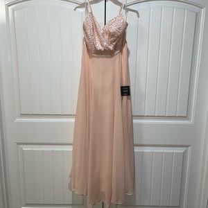 Lulu’s Champagne Color Long Length Gown With Sequins Size XL